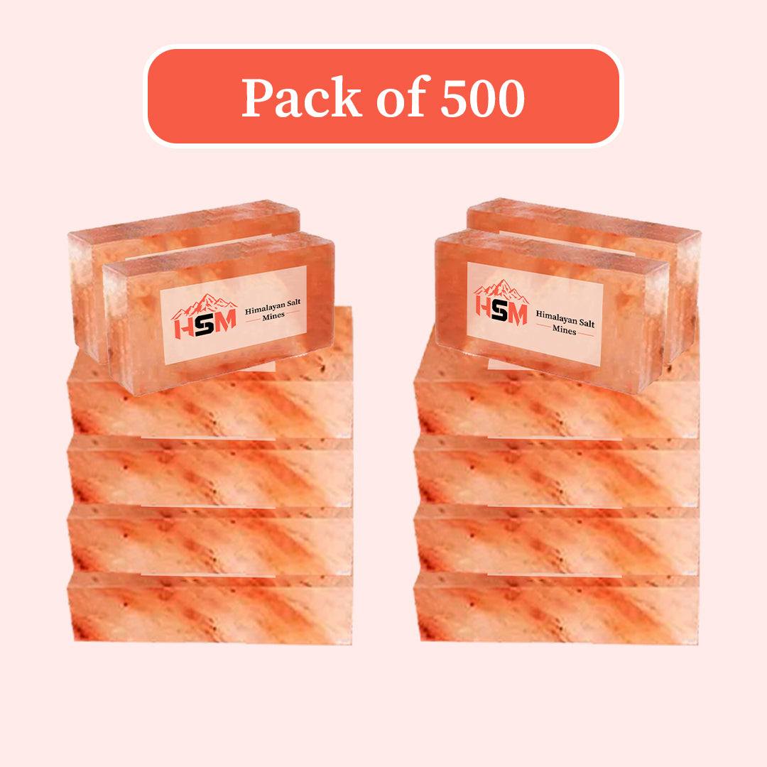 Himalayan pink salt bricks for a salt wall, pack of 500, 8x4x2 inches
